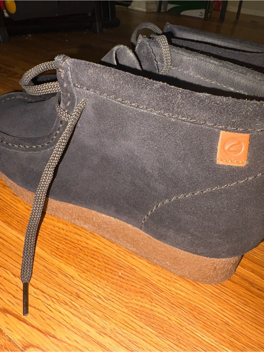 Clarks Black Suede Chukka Boot with Crepe Sole Wide width